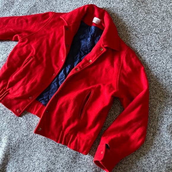 Vintage Pendleton Red Wool Bomber Jacket Size S - Picture 1 of 8